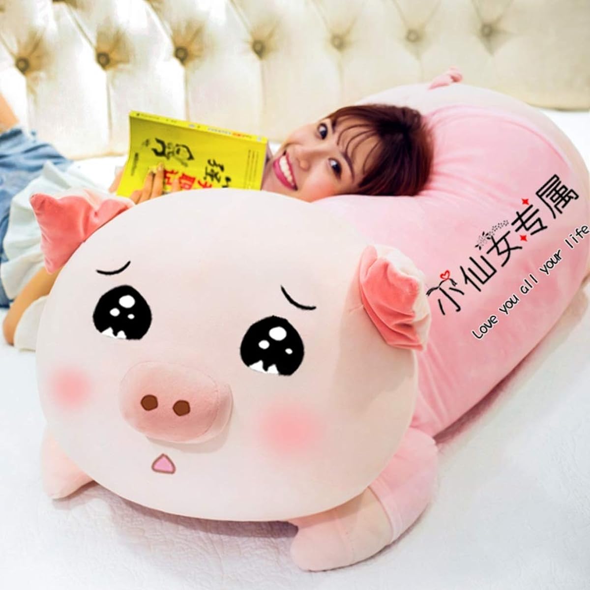 Body pillow, pig doll, stuffed animal, pig, hug pillow, sleeping pillow, cute, for girls, birthday, fluffy, soft, soothing, celebration, large, Christmas, Valentine's Day, gift, 80cm, 1m, 1.2m