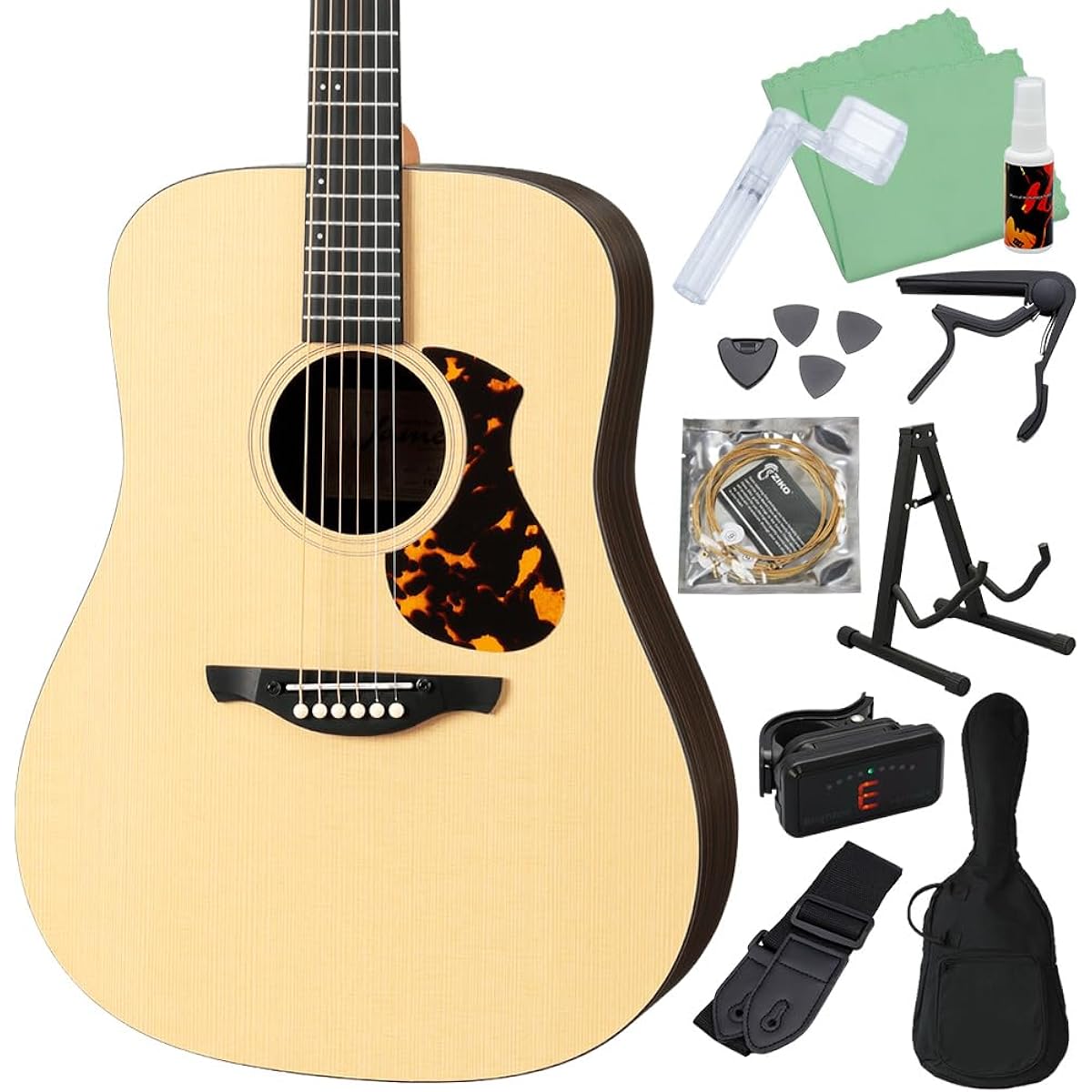 James J-1D Acoustic Guitar Beginner 12-piece Set Adjustable Saddle Easy String Height Adjustment Dreadnought James