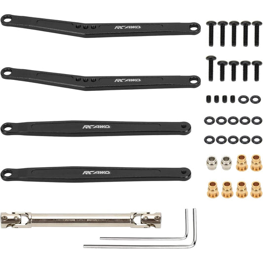 35mm Extended Upper and Lower Linkage & 70mm CVD Center Drive Shaft Upgrade Parts for RCAWD FMS FCX24 1/24 Crawler Black