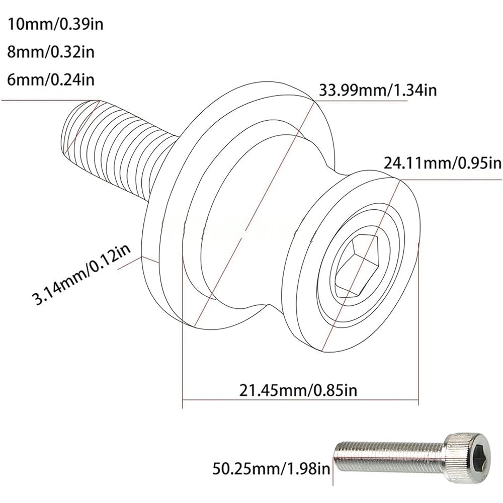 Stand Screw Slider M6 Bracket Screw Swing Arm Tilt Arm Slide Valve Suitable for Yamaha FZ6SFZ6S 1999 2001 2002 2003 2004 2005 2005 2007 2008 2009 2010 (Color: 1)