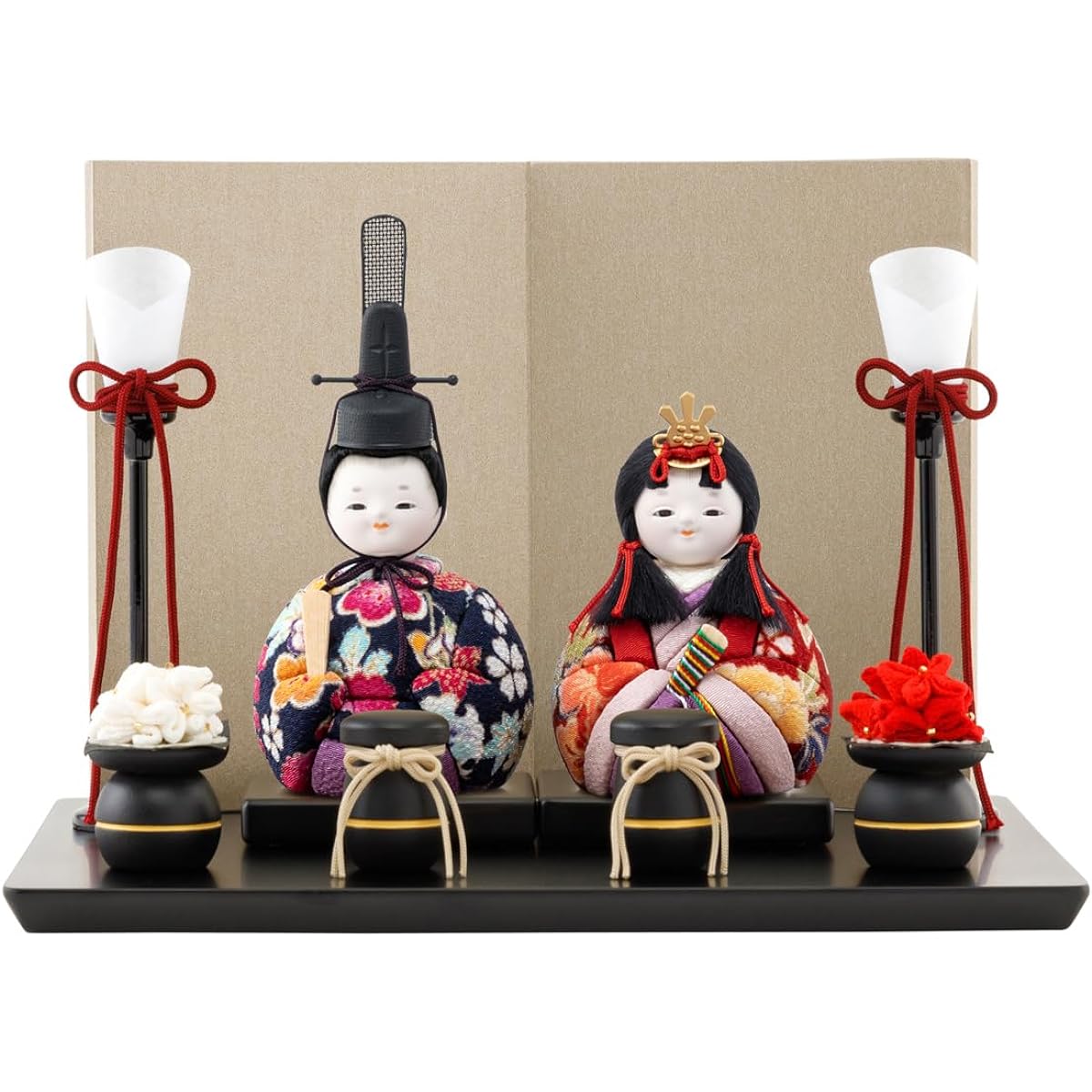 Purifua Hina Doll Compact Mini Size Woodgrain Prince and Princess Decoration Chitose S Black Mitsuba 2.Kin S