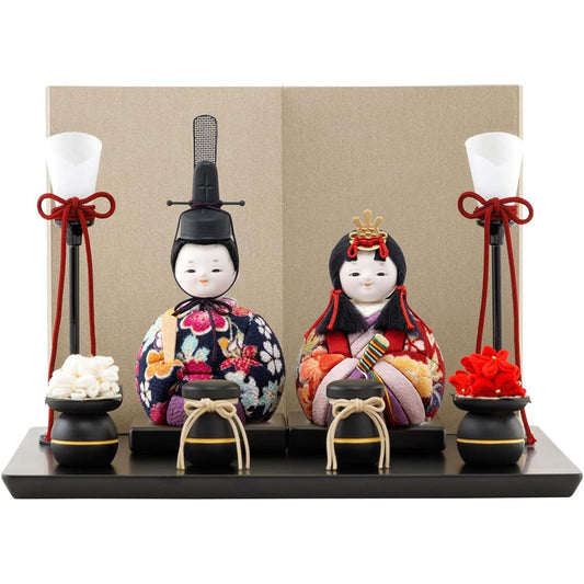 Purifua Hina Doll Compact Mini Size Woodgrain Prince and Princess Decoration Chitose S Black Mitsuba 2.Kin S