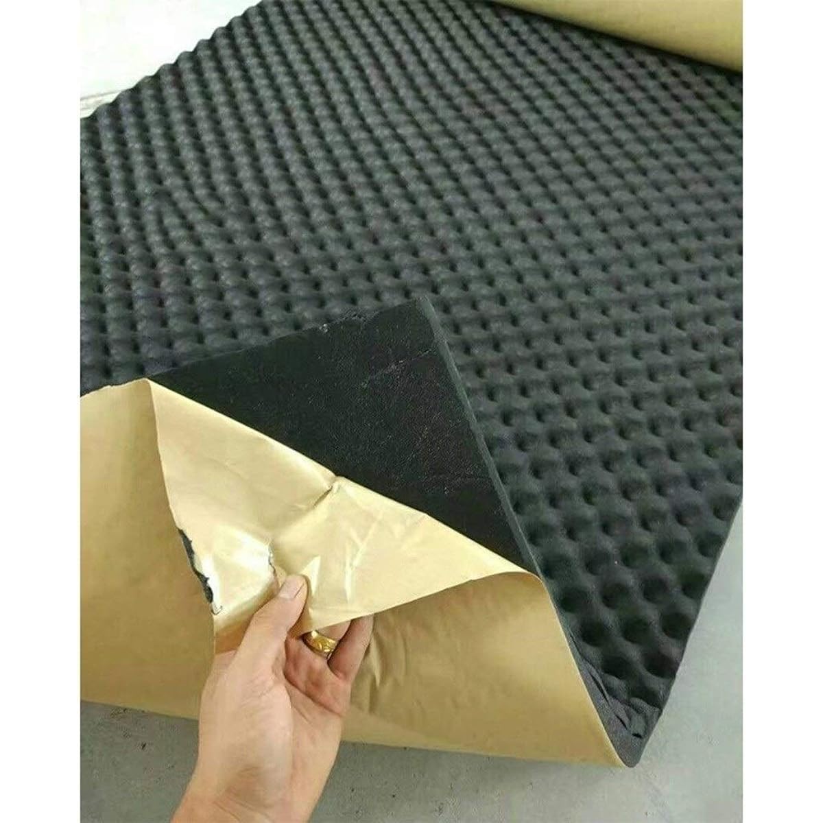 Drum Room Acoustic Sound Foam Tile Fireproof Easy Installation Soundproof Cotton Acoustic Room Treatment Indoor Wall Soundproof Foam (Yellow) (Black)