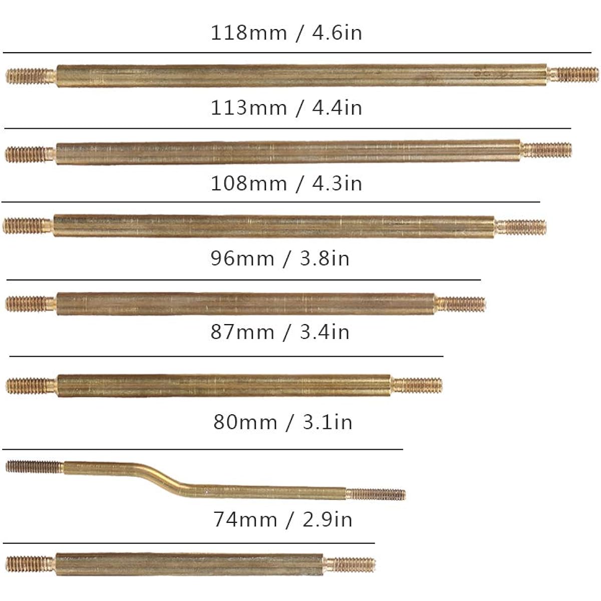 Tgoon Golden Rod Linkage Set, 10pcs Brass Steering Link Rods for Axial Scx10 Iii Ax103007 1/10 RC Car Accessories Double End Threaded Rods for DIY RC Car Boat Vehicle Plane Helicopter Model