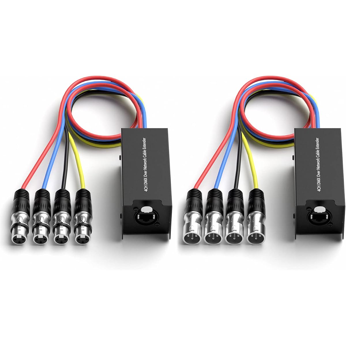 Dingsun 4 Channel 3 Pin XLR Male and Female to Ethernet Cable - Compact Cat6 Multi-Network Snake Receiver - XLR AES DMX Channel RJ45 Cat5/Cat6 Ethernet Cable