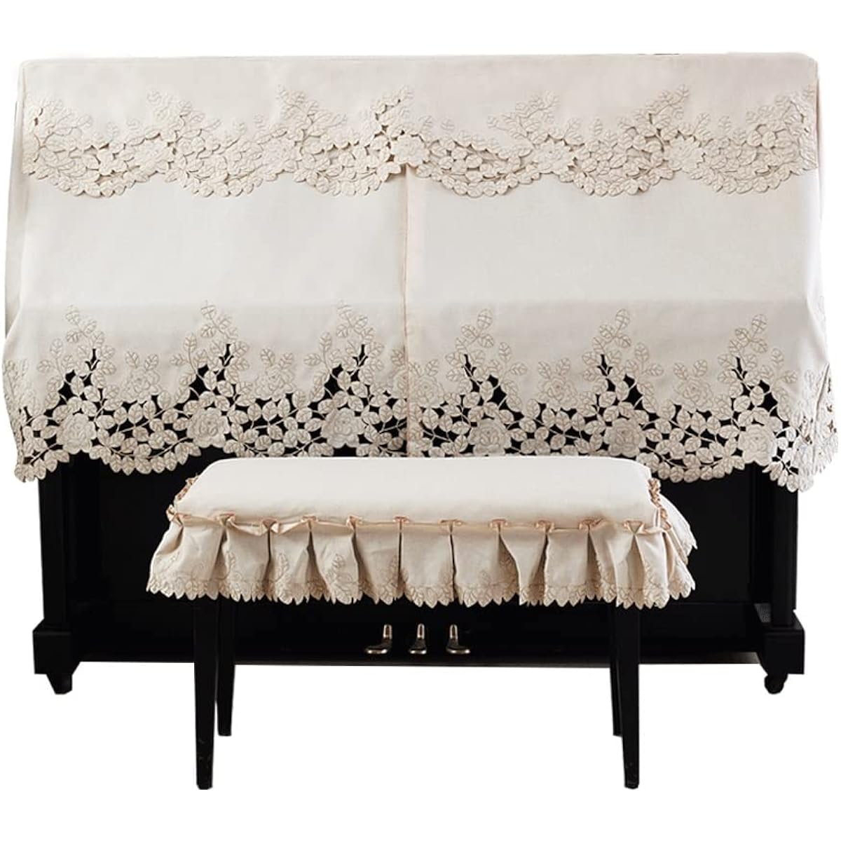 Home piano cover dust cover modern minimalist embroidery thickening piano bench cover cloth piano half cover piano length 148-153cm universal (Size : Piano length 148~153cm universal)