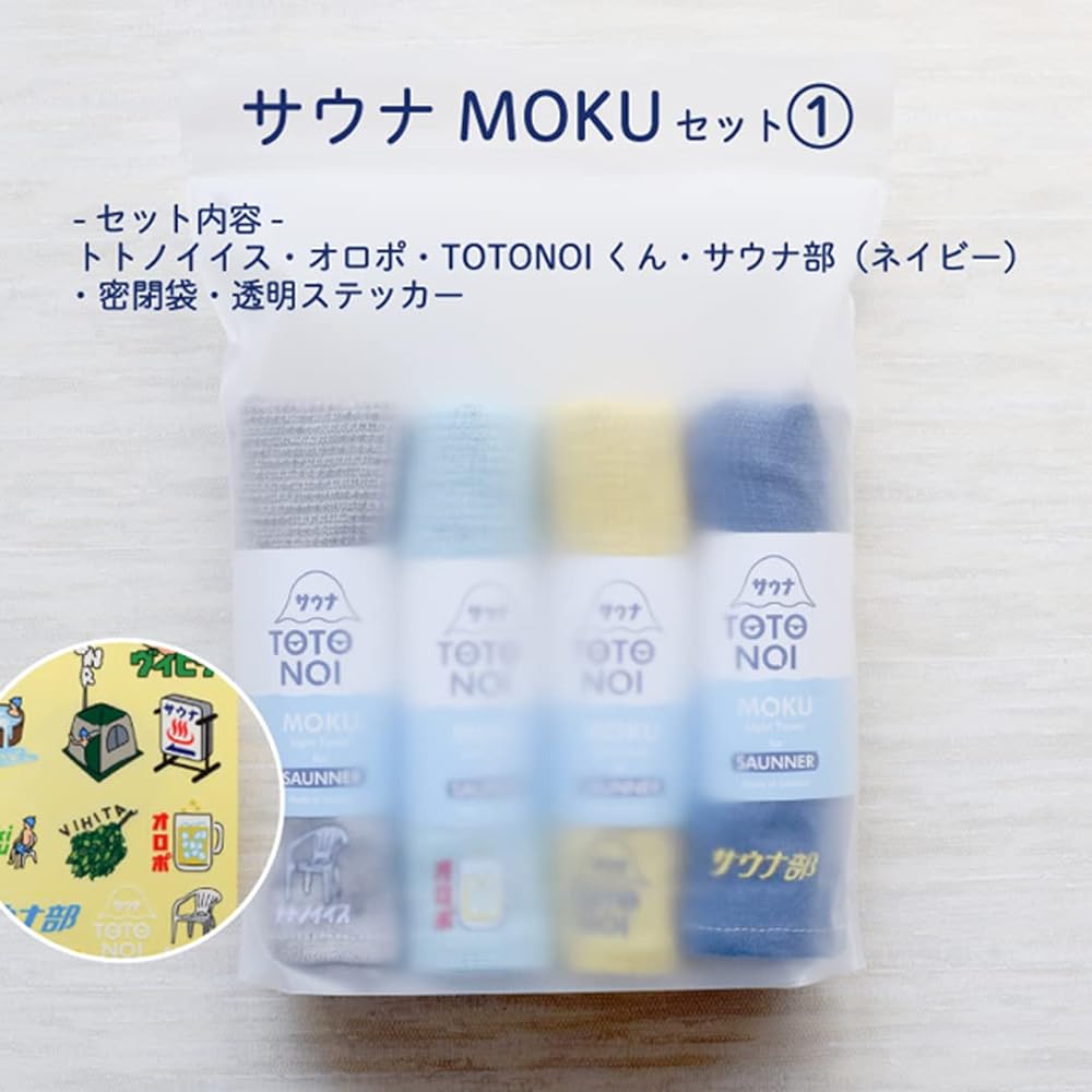 [Contex] Sauna MOKU M size 4-piece set <55241-90> With sticker Towel Cotton 100% Cotton Sauna Public bath Travel Pool (Totonois, Oropo, TOTONOI-kun, sauna club (baby pink))