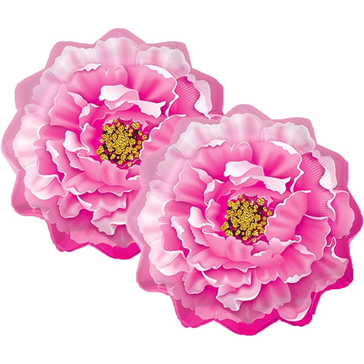 Set of 2 pink peony jumbo 33 inch foil party balloons.