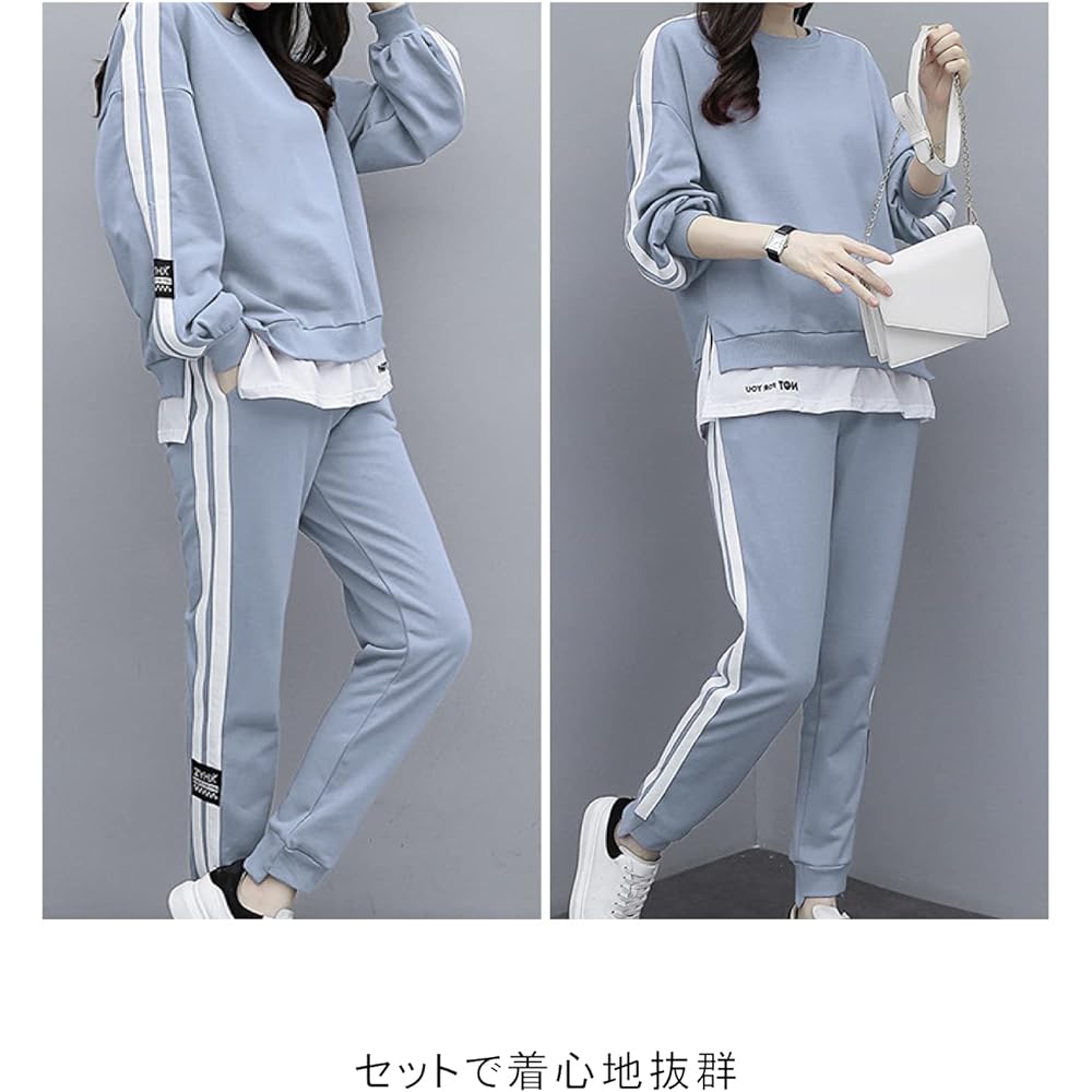 [Second Roots] Setup Sweatshirt Sweatshirt Jersey 2 Piece Set Layered Style Sideline Loungewear Easy Spring Summer Autumn Winter Women's 073S M~2XL