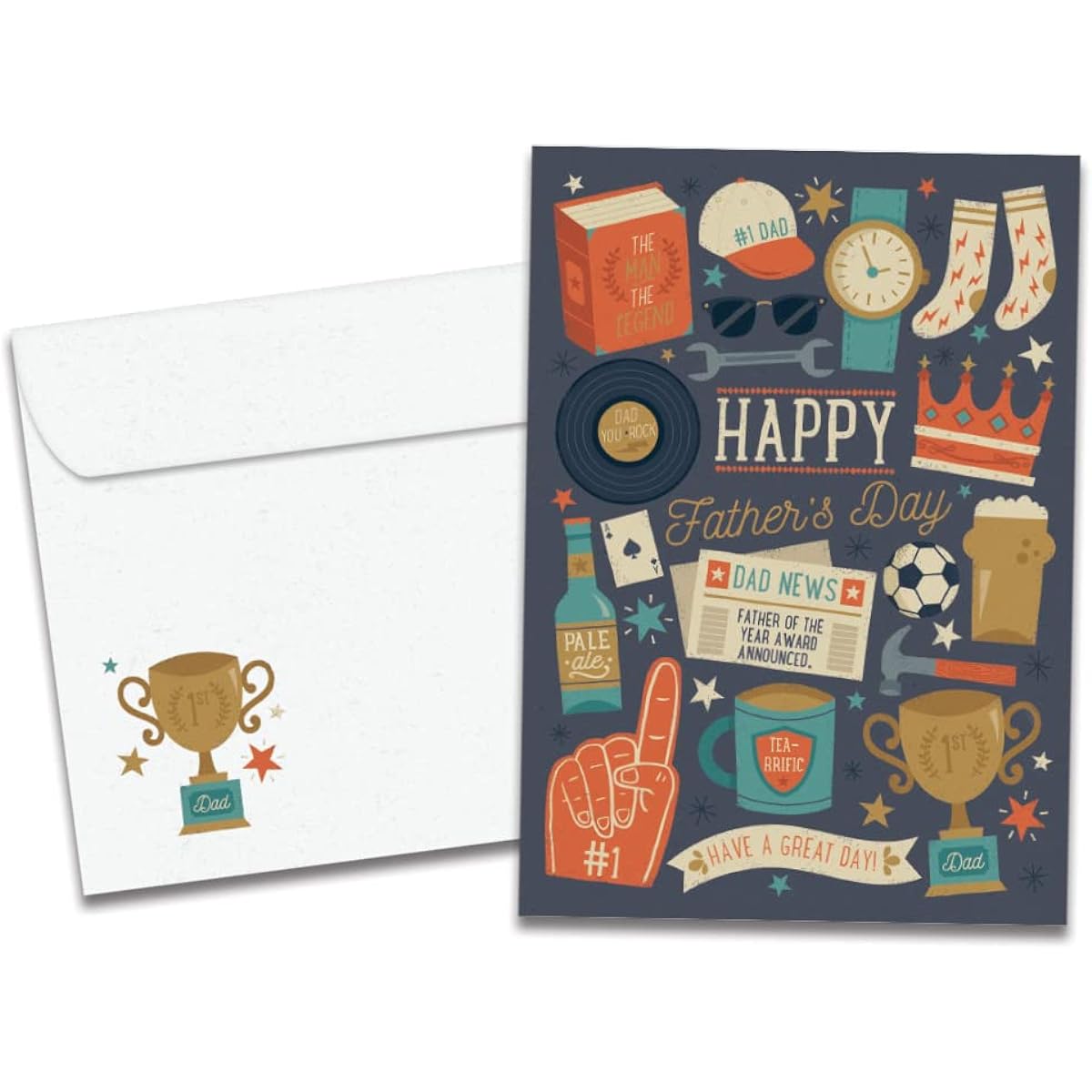 Tree-Free Greetings Father's Day Cards, Artfully Designed, 1 Card, Matching Envelope, Made in the USA, 100% Recycled Paper, 5"x7" Top Pop (GO64301)