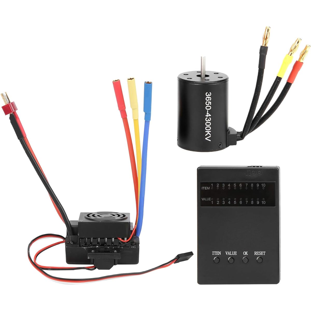 Brushless Motor Practical Waterproof 60A 1:10 Scale Remote Control Car Brushless Motor 4300KV + 60A Brushless ESCT Plug Programming Card Set RC Accessories