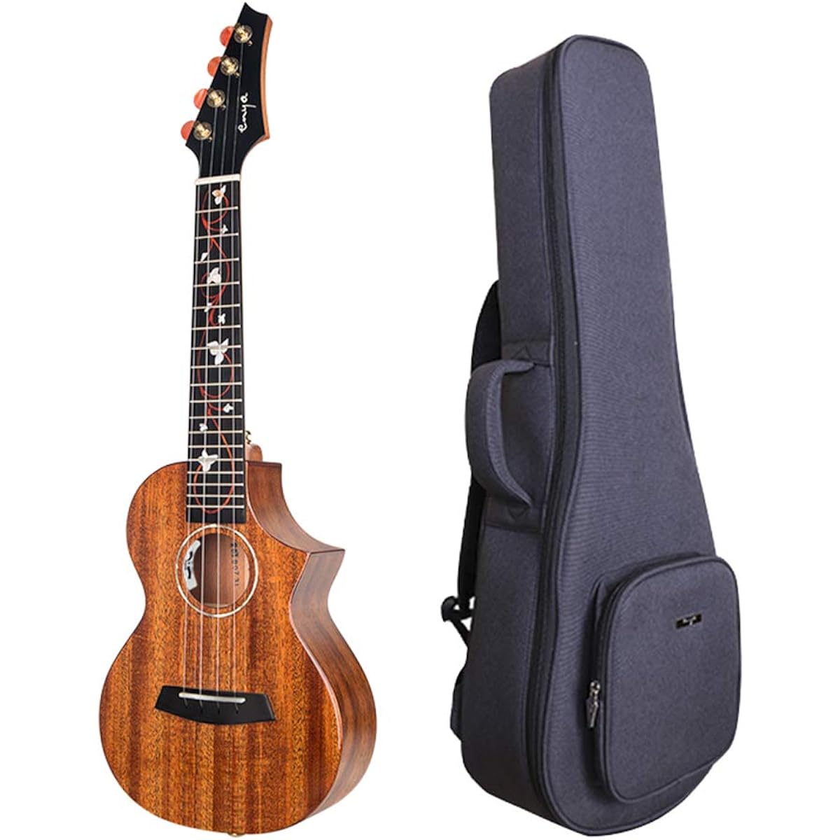 [Enya EUC-M6 EQ] Enya ukulele concert size (mahogany, all veneer), electric ukulele, for beginners and intermediate/advanced players, with A1U pickup, high gloss, case included, safe shipping after inspection (wood color) )