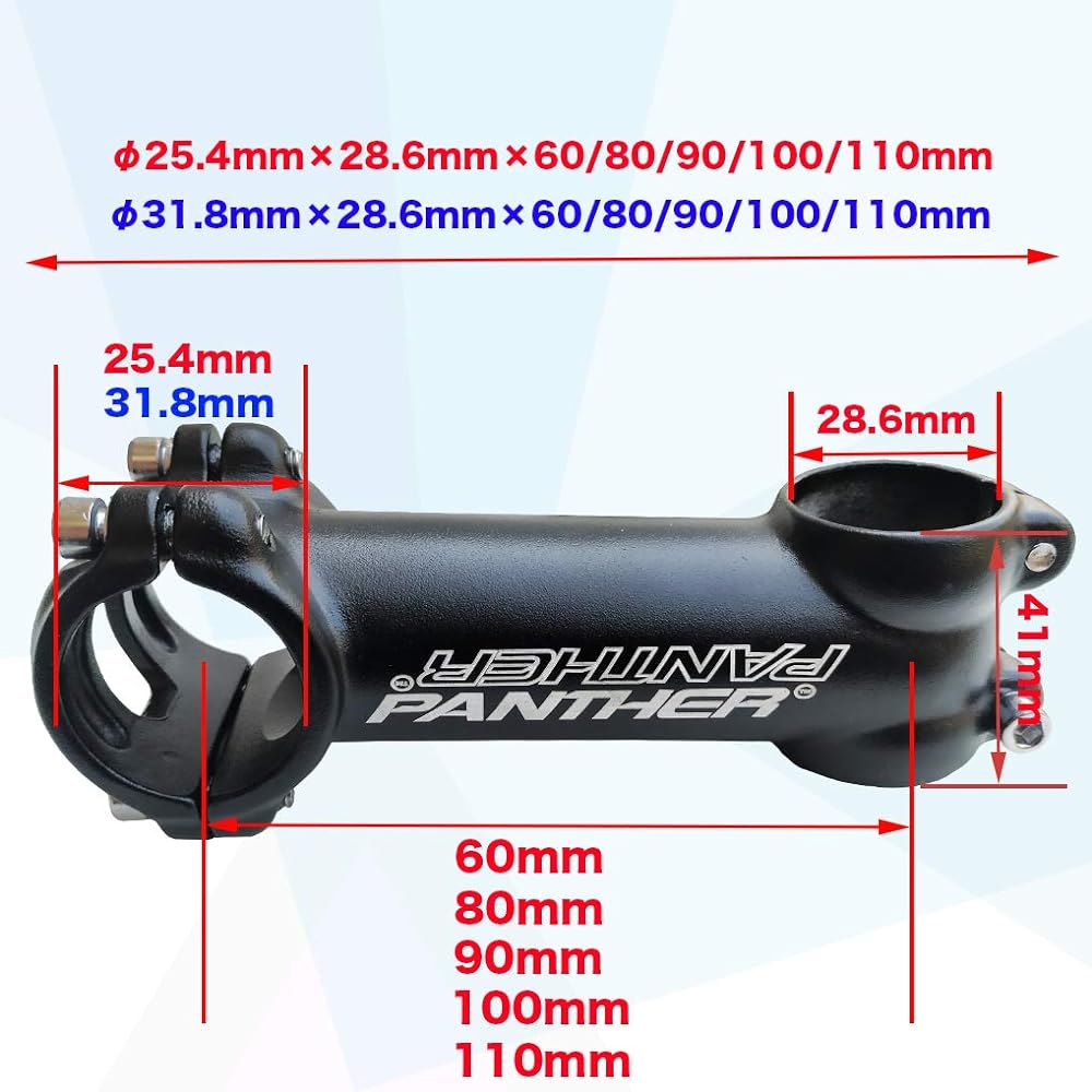 PANTHER [Genuine Product] Ahead Stem Adjust Stem Aluminum 6061 Suitable for Cross Road Mountain Bikes 14 Sizes Available