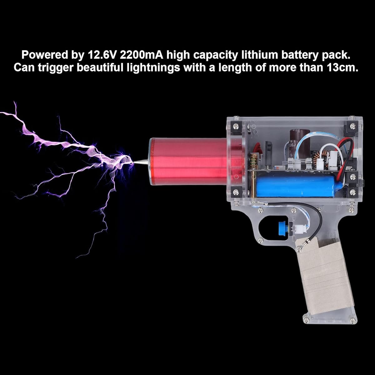 Tesla Coil DIY Kit with Clear Acrylic Case for Easy Viewing, Portable Lightning Generator for Physics Education Science Experiments, Arc Plasma DIY Kit, Durable and Long-lasting