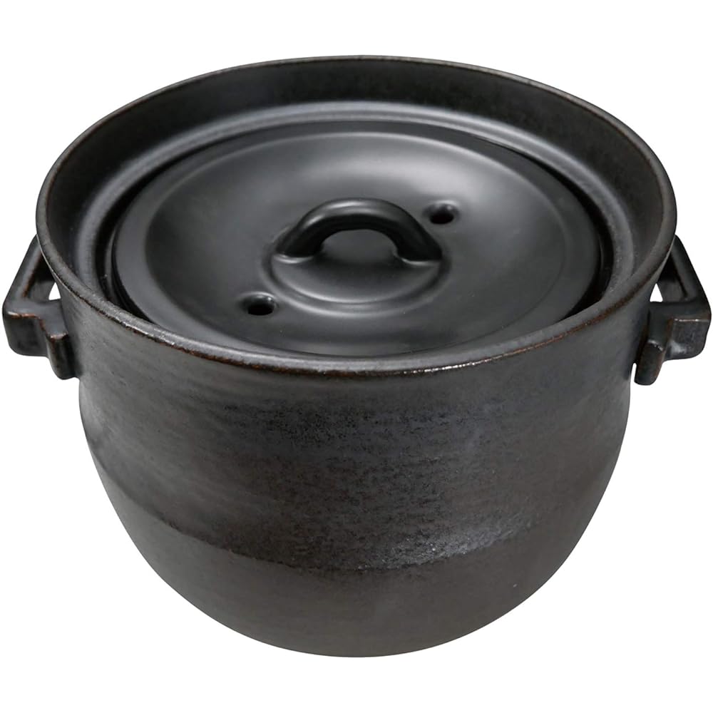 Suzuki Banko Ware Rice Earthen Pot 4 Cups Black 2061-4028 2300ml