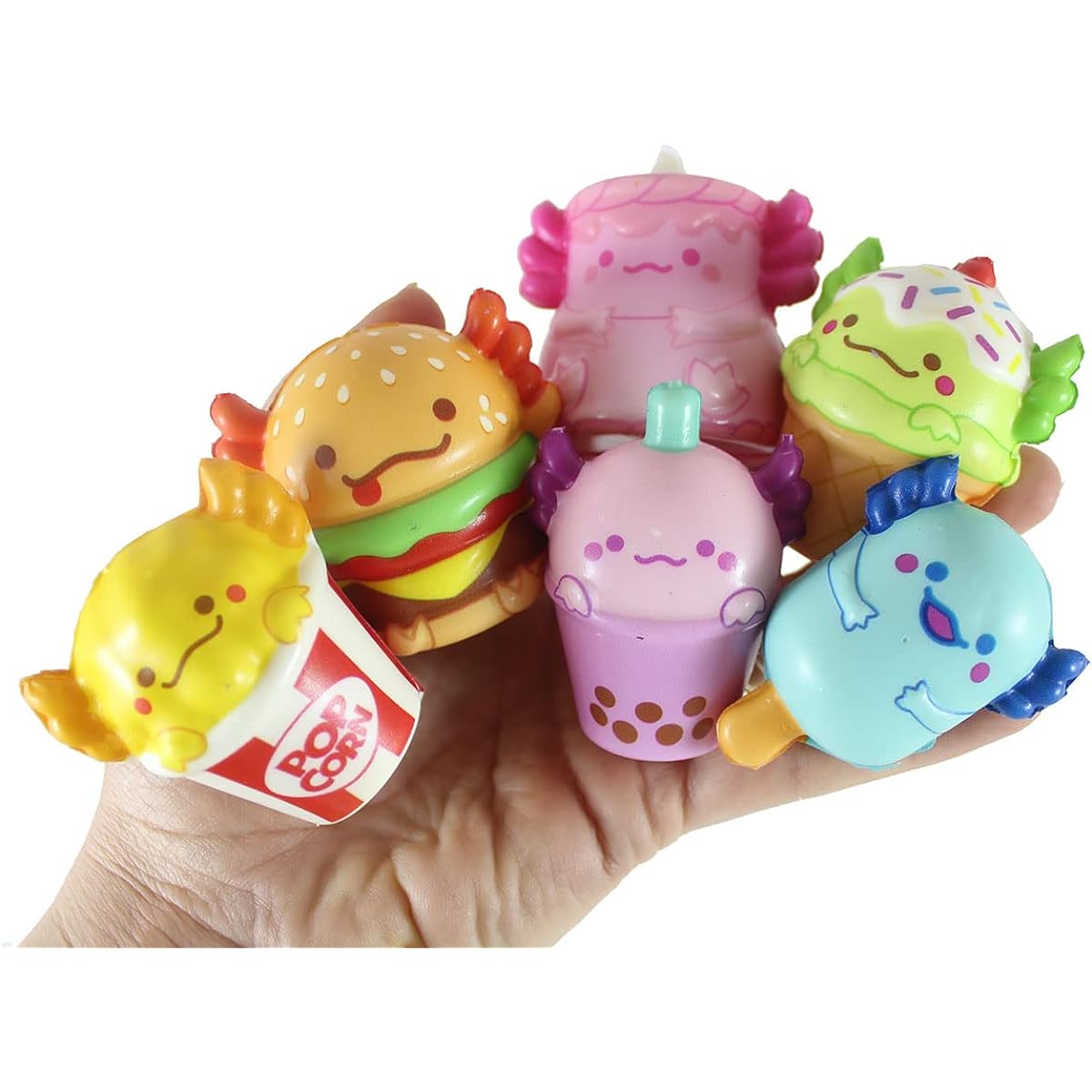 24 Mini 2" Food Axolotl Slow Rise Squishy Toys - Memory Foam Party Favors Fidget Giveaways OT(Bulk - 24 Pieces (2 Dozen)