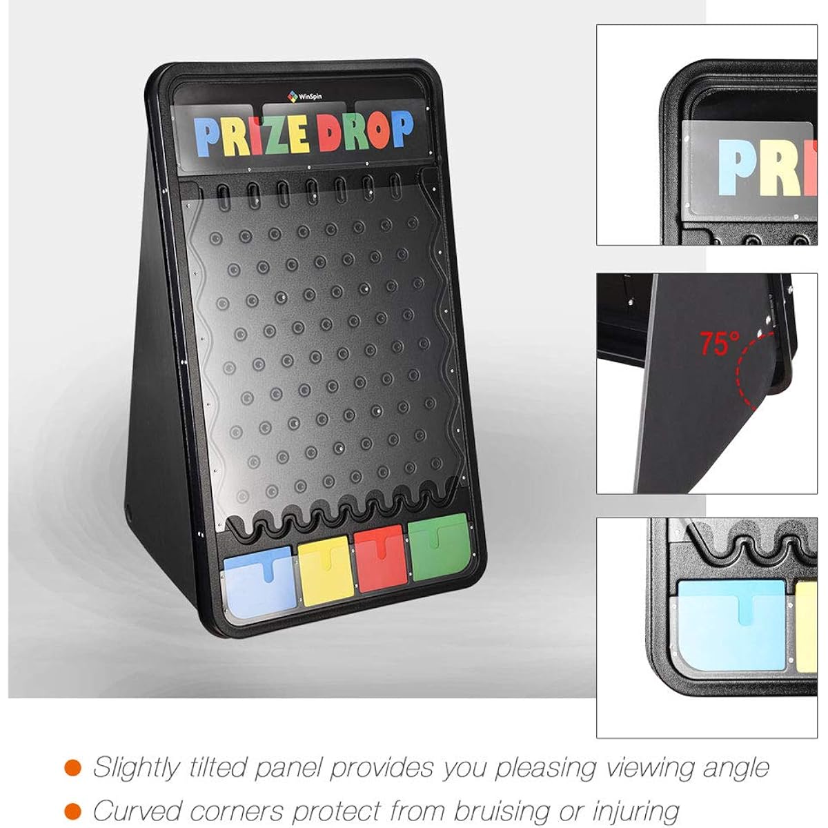 WinSpin 41" x 25" Prize Drop Plinko Board with Foldable Stand and Disc Drop Board Game with 12 Play Packs for Carnivals, Trade Shows, Parties and Live Streams
