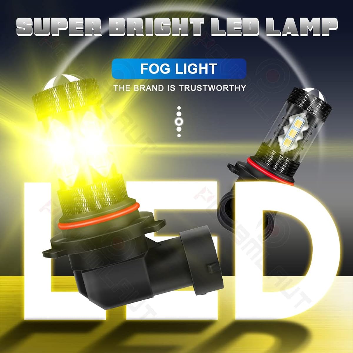PCVBMLAUT 9006 9145 LED Fog Light Bulb 80W 3500K Golden Yellow Light 9006 9145 9005 H10 9140 9145 LED Halogen Replacement Bulb Car Pickup Van SUV ATV Motorcycle Plug and Play 2 Pack