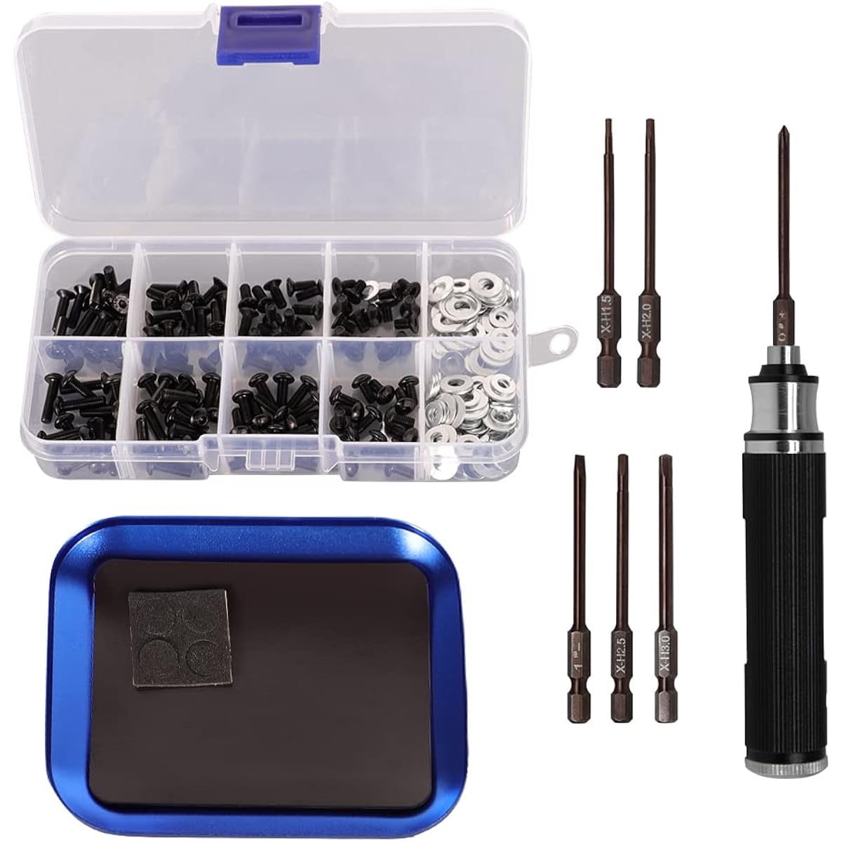WEISHUJI RC Screw Kit Repair Tool Universal RC Screw Kit RC Car Screw Kit RC Car Screw Kit M3 Flat Head/Round Head & M3 M4 Flat Washer for 1:10 RC Car Parts (340 Pieces)
