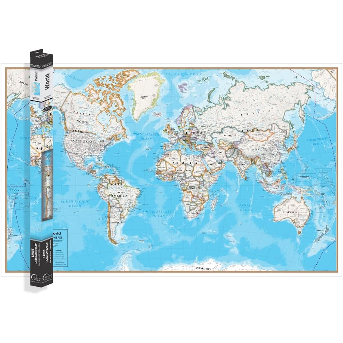 ROUND WORLD PRODUCTS CONTEMP Laminated Wall Map World