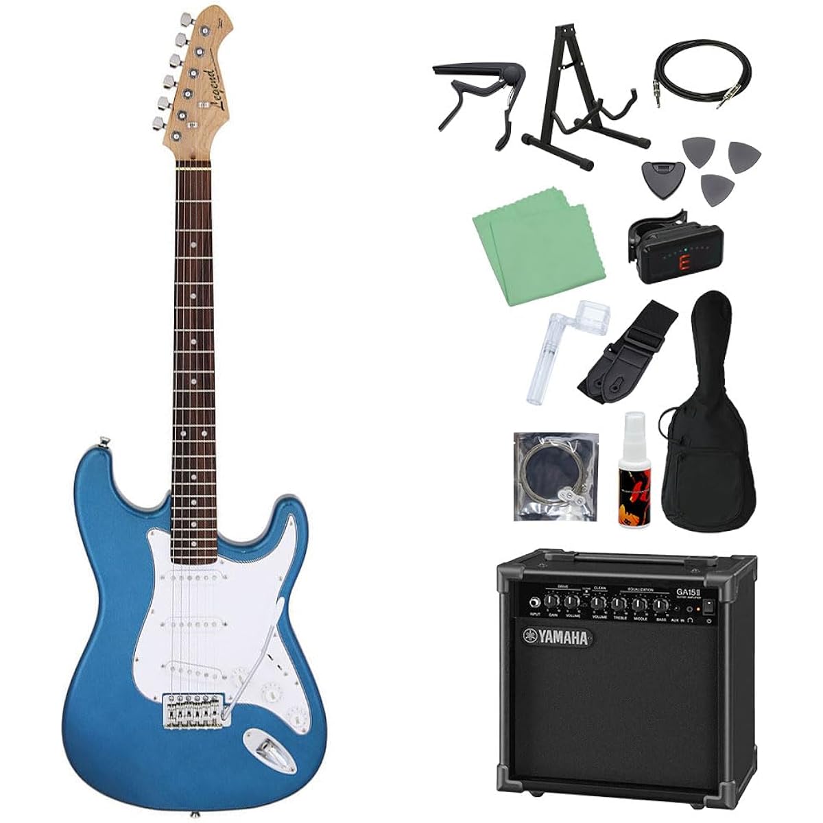 LEGEND LST-Z Electric Guitar Beginner 14-piece Set [Yamaha Amplifier Included] MBL Stratocaster Type Legend