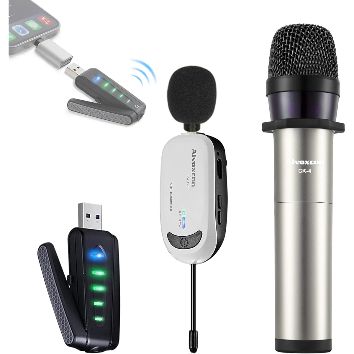 andheld Microphone, iPhone Microphone, Two Types of Microphones Included, Wireless Microphone for Two People, Android Smartphone/PC/Speaker, Audio Monitor Function, ZOOM Meetings, Online Classes, Interviews, Japanese Instruction Manual Included, UM322Pro