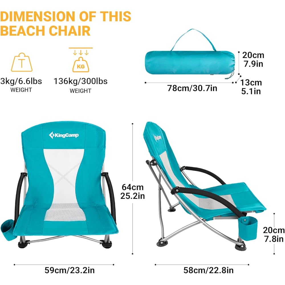 KingCamp Cross-legged Chair Camping High Back Low Chair Outdoor Chair Folding Load Capacity 136kg Storage Bag Included Compact Chair Camping Chair Beach Chair Fishing Climbing