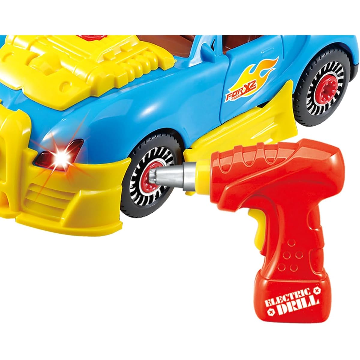 PowerTRC World Racing Car Take Apart Toy for Kids with 30 Parts, Tools and Drills, Realistic Lights and Sounds