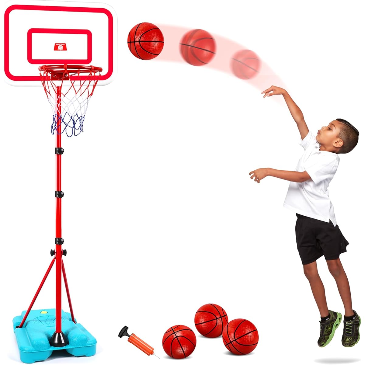 Basketball Hoop for Kids, Toddler Basketball Hoop with 3 Balls, Adjustable Height 3ft-6ft, Mini Basketball Hoop for Kids Indoor Outdoor Toys Backyard Outdoor Toys for Boys Girls Age 3 4 5 6 7 8 Gift
