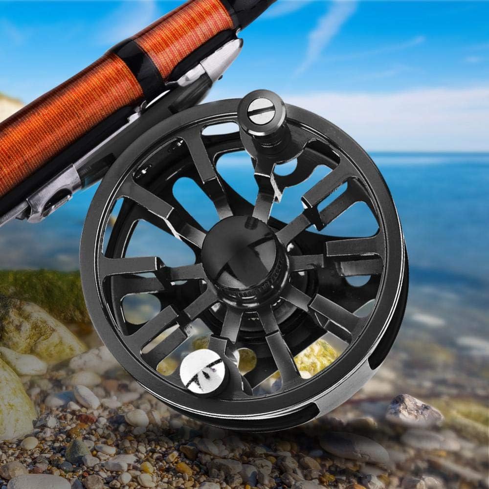 Bait Casting Reel, Fly Fishing Reel 2+1BB Fly Reel Lightweight Full Metal Left Handed Fly Ice Fishing Reel with Replacement Tackle Pouch (95mm Black)