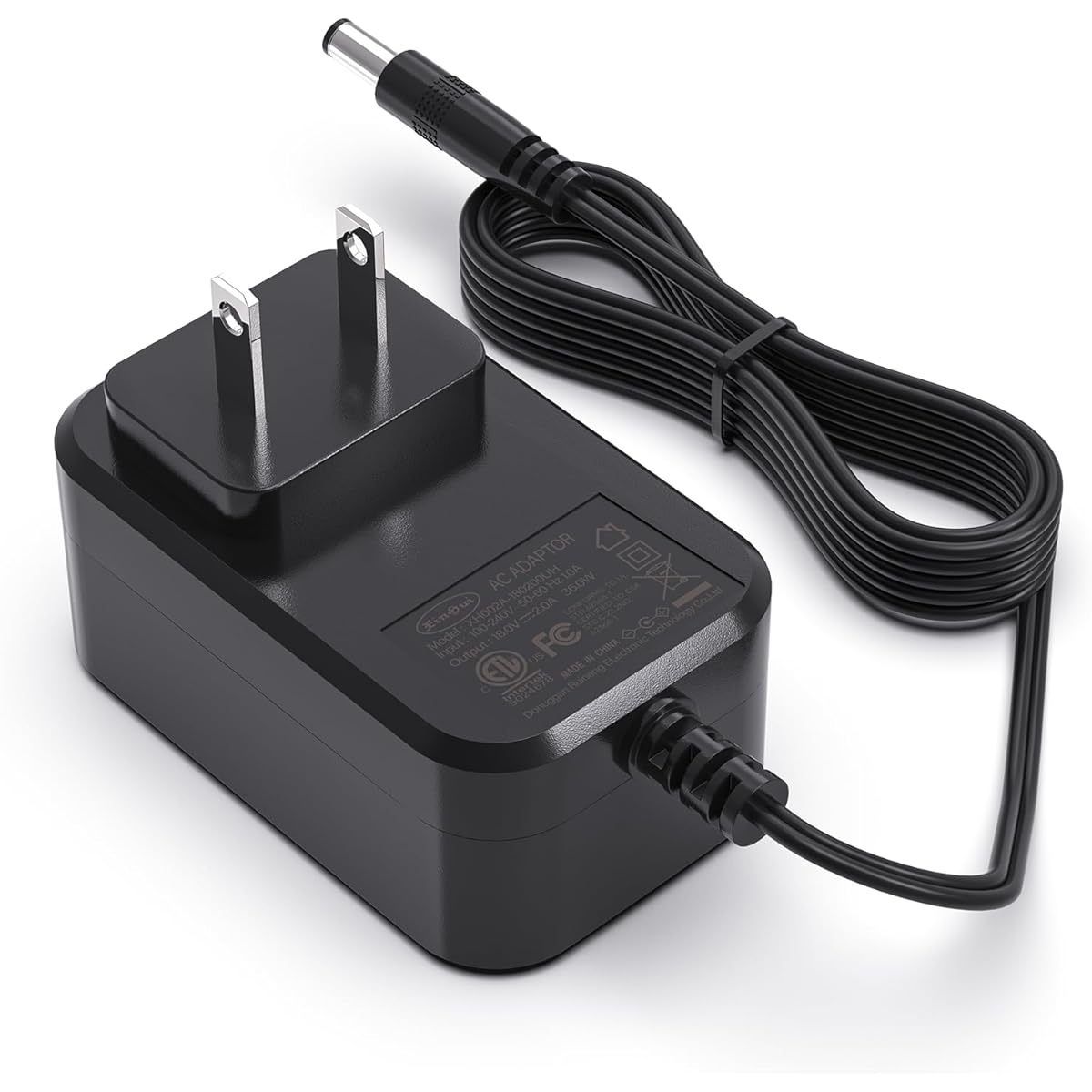100V-240V AC to DC 18V 2A 1A 36W Power Adapter [18 Volt 2 Amp Center Positive 6 Feet Cord] Wall Charger Plug 5.5 x 2.1mm for 18 Volt 100mA ~ 2000mA Devices
