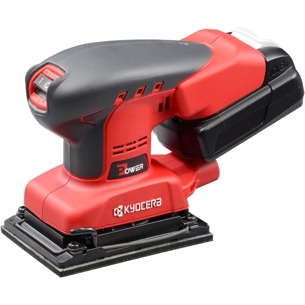 Kyocera Old Ryobi Rechargeable Sander BS-1110L2 602100A Black/Red [Lightness, compactness, ease of grip, high grinding power, low noise, and low vibration] Lithium ion 10.8V Paper size 75 x 140mm Clamp type Rechargeable Time 102 minutes Lightweight 0.9kg