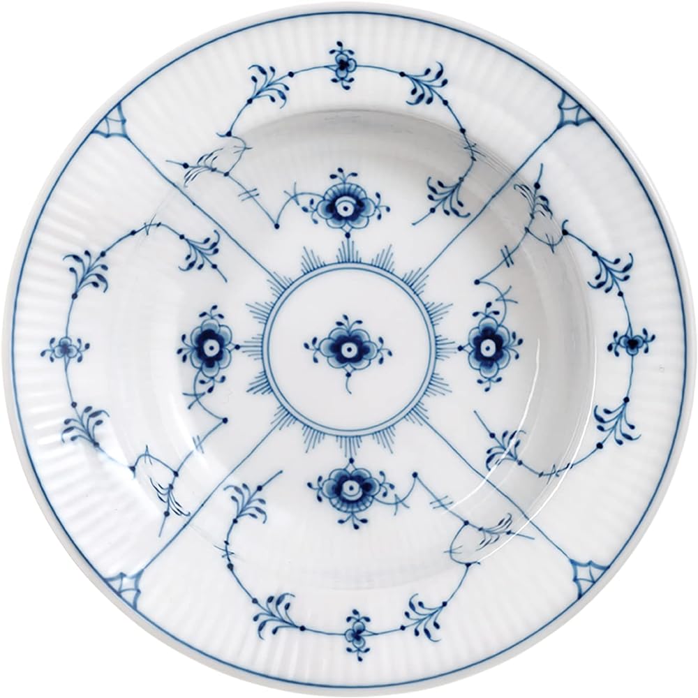 [Regular Imported Product] Royal Copenhagen Blue Fluted Plain Deep Plate Dish 20cm Wedding Gift Present 1016776