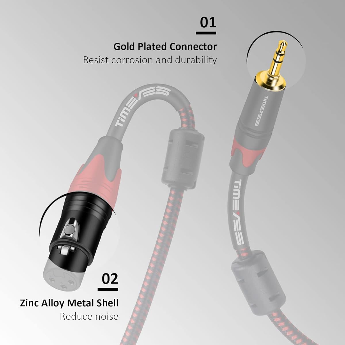 TIMEYES Female XLR to 3.5mm Jack Cable 3M Unbalanced 1/8" Plug to XLR 3 Pin Female Microphone Cable 10 Feet 3.5mm - XLR Microphone Cable XLR to 3.5mm 1/8" AUX Audio Adapter Patch Cord 1/8" - XLR wire