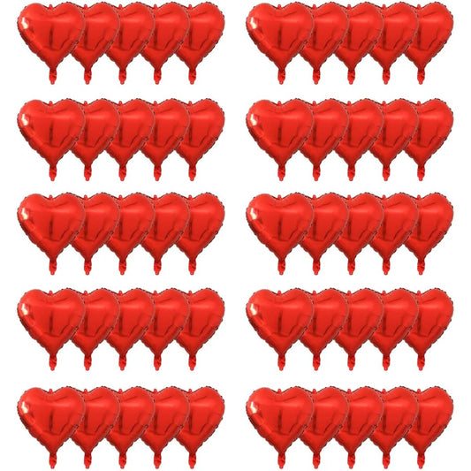 20 Pieces 18 Inch Red Heart Shaped Balloons Foil Mylar Balloons with Glue Dots for Birthday Wedding Engagement Valentine's Day Decoration Party Supplies