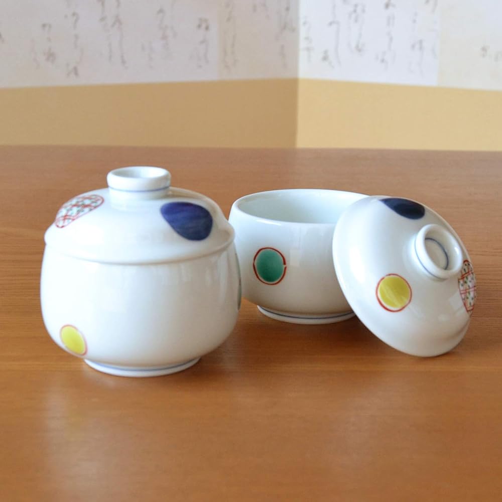 Chawanmushi bowl Chawanmushi bowl set of 2 Tableware set Arita ware round pattern pattern