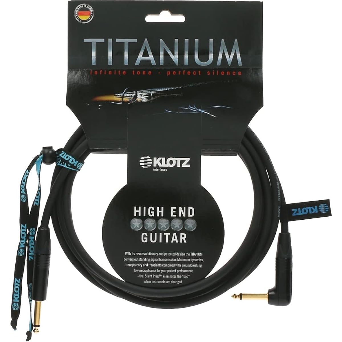 KLOTZ TITANIUM Series Shielded Cable (TI-0600PR 6m Straight/L-Shaped)