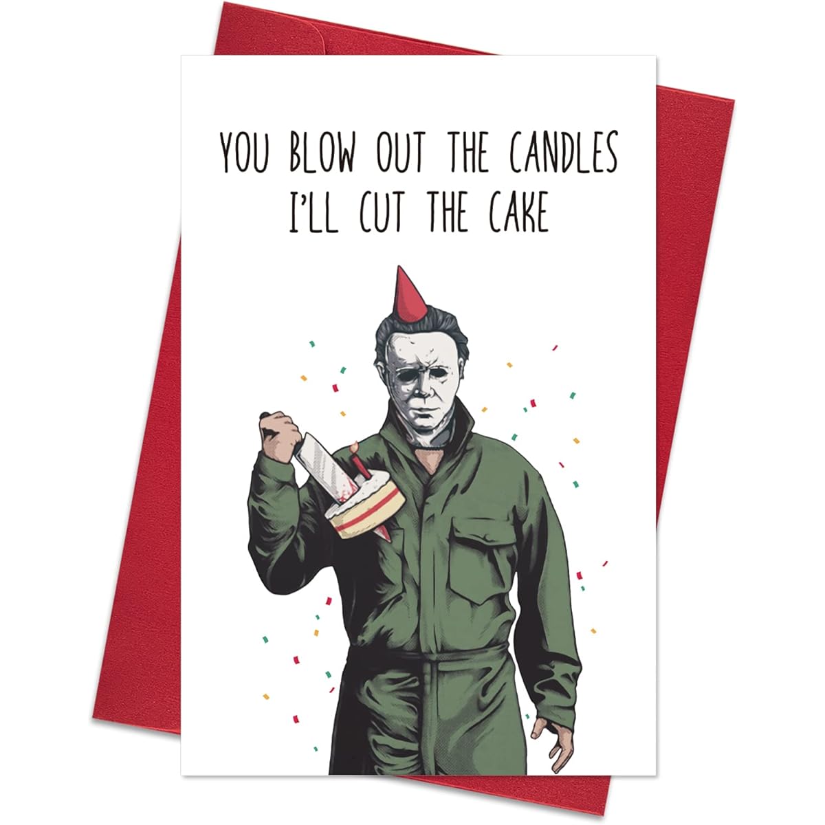 Halloween Michael Myers Birthday Car Gift Horror Movie Killer Birthday Card for Men Women Creep Funny Birthday Cards for Him Her