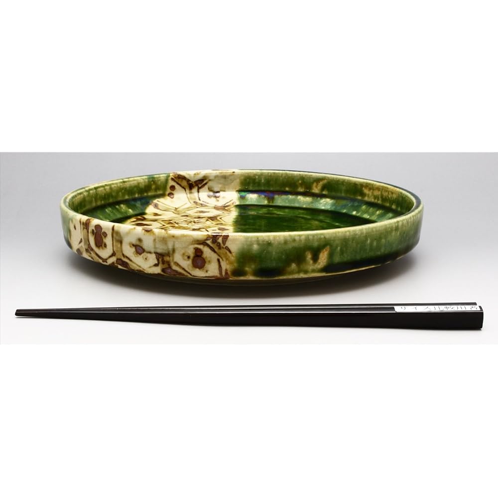 Mino ware "Nakagaki Renji" 7 inch deep plate Oribe tortoiseshell crest diameter approx. 21cm (in gift box) Made in Japan 043-0090