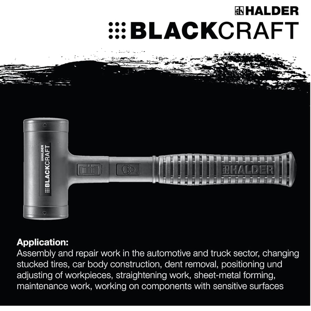 Halder Recoilless Plastic Hammer Black Craft Nylon (White) Diameter 40 Swiss Made