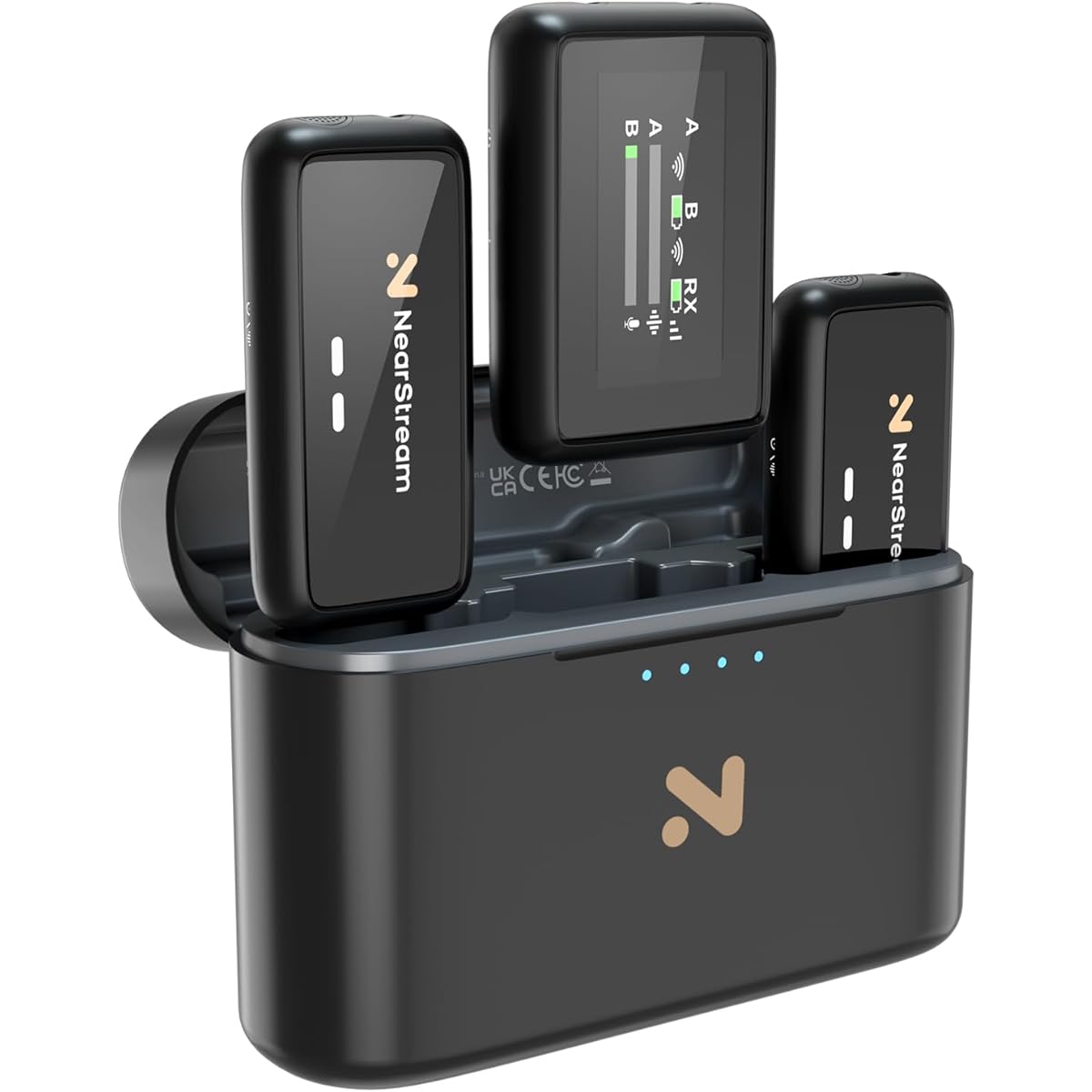 reless, Up to 20 Hours of Use, Certified for Technical Compliance, External Pin/Clip Microphone, Noise Cancelling, "2 Transmitters + 1 Receiver + Charging Case", Dual Channel, Camera/PC/Smartphone, For Interviews/Vlogs/Broadcasting, TikTok/YouTube AWM20T