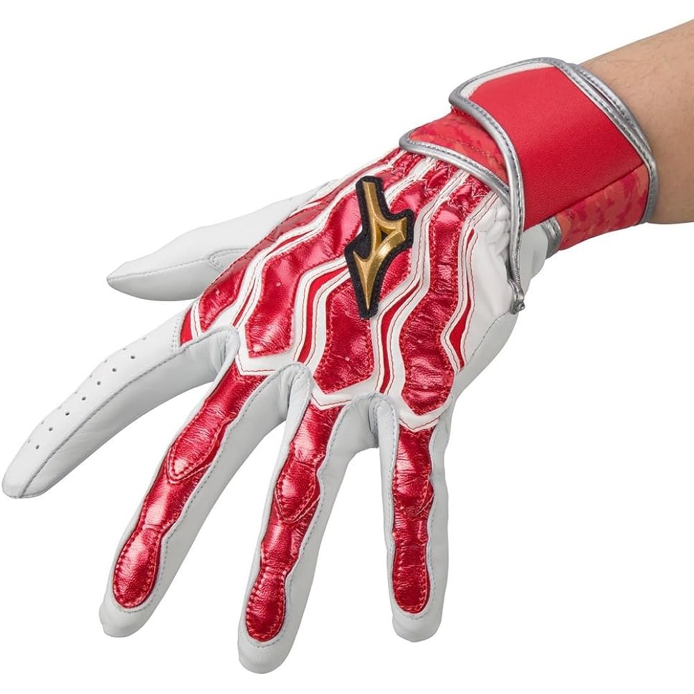 [Mizuno] Men's Baseball Batting Gloves Motion Arc SF Two-Handed White x Red x Silver 1EJEA210 62 26cm