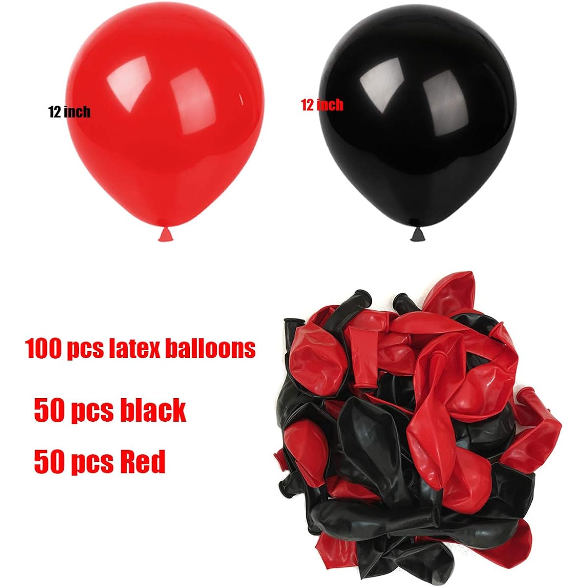 Latex Balloons 12 inch Red and Black Latex Balloons 100pcs