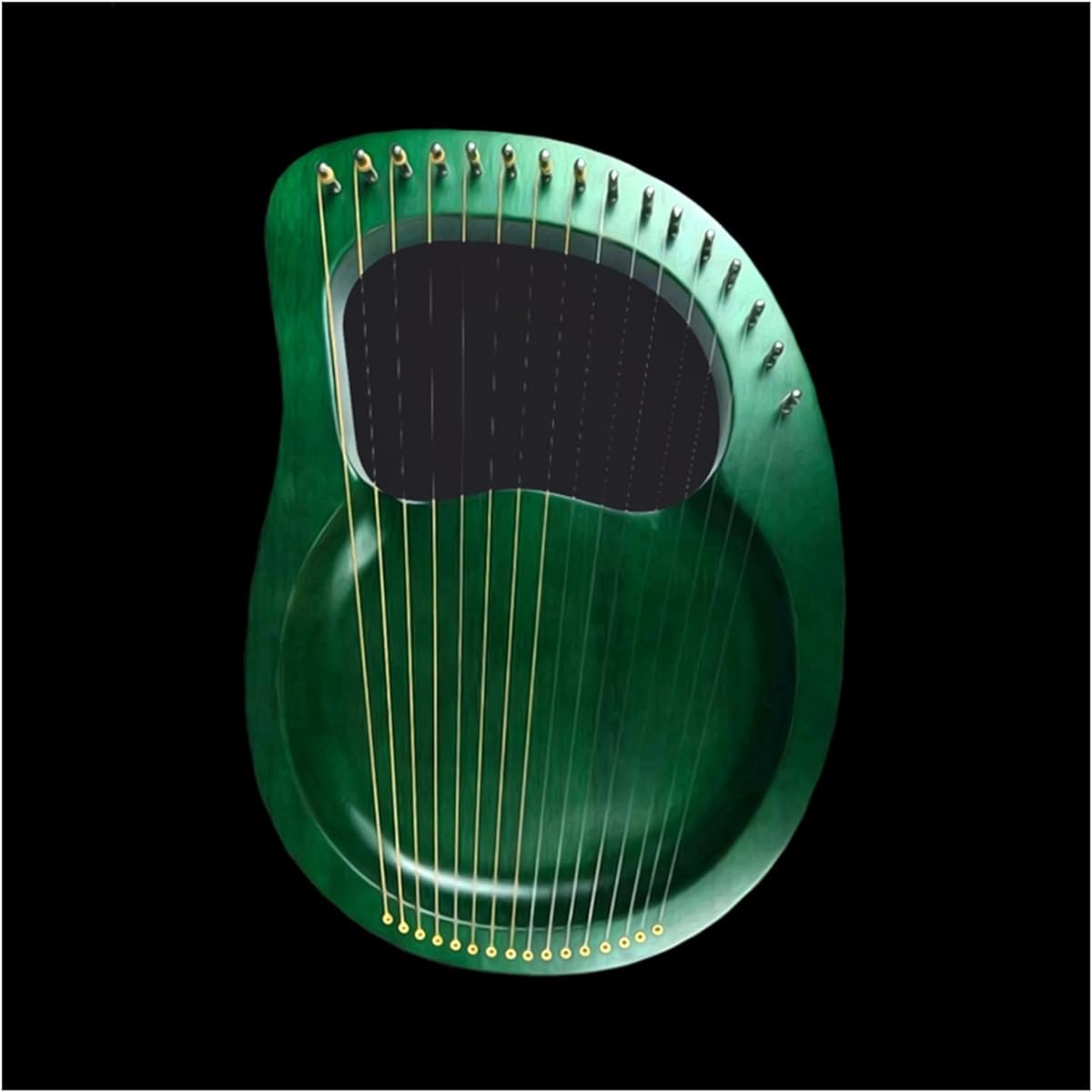 WowZza Lyra Harp 16 String Wooden Lyre Harp Instrument with Tuning Tool for Beginners/Green