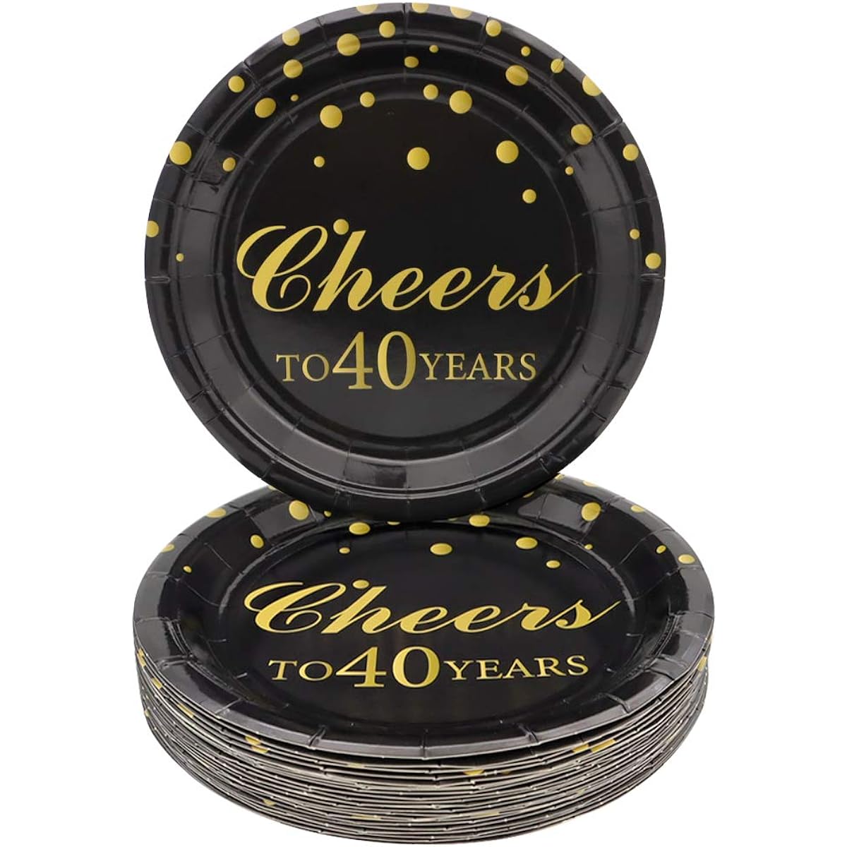 Pandecor 40th Birthday Party Supplies - 50 Cheers to 40 Years Disposable 7" Paper Plates and Dessert Plates for 40th Anniversary Party