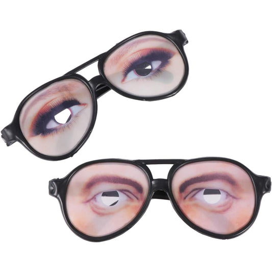 Amosfun Halloween Trick Toys for Men Women Funny Eyes Glasses Prank Disguise Eyeglasses Party Props (Random Style) 4 Pieces, As Picture Show, Medium