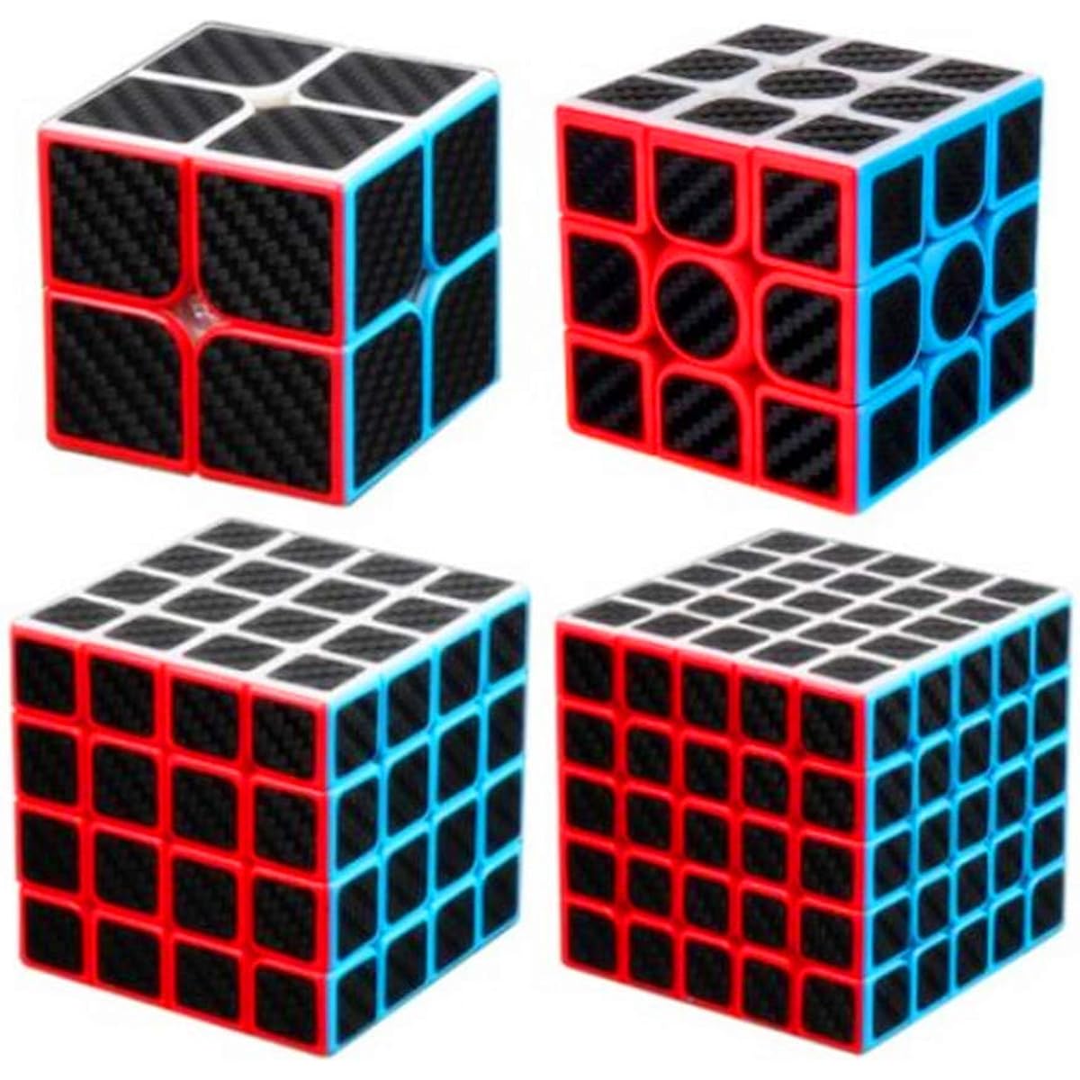 Cuberspeed Speedcubing Bundle Phantom Carbon fibre sticker Magic cube 2x2 3x3 4x4 with 5x5 Stickerless pink with black sticker Speed cube