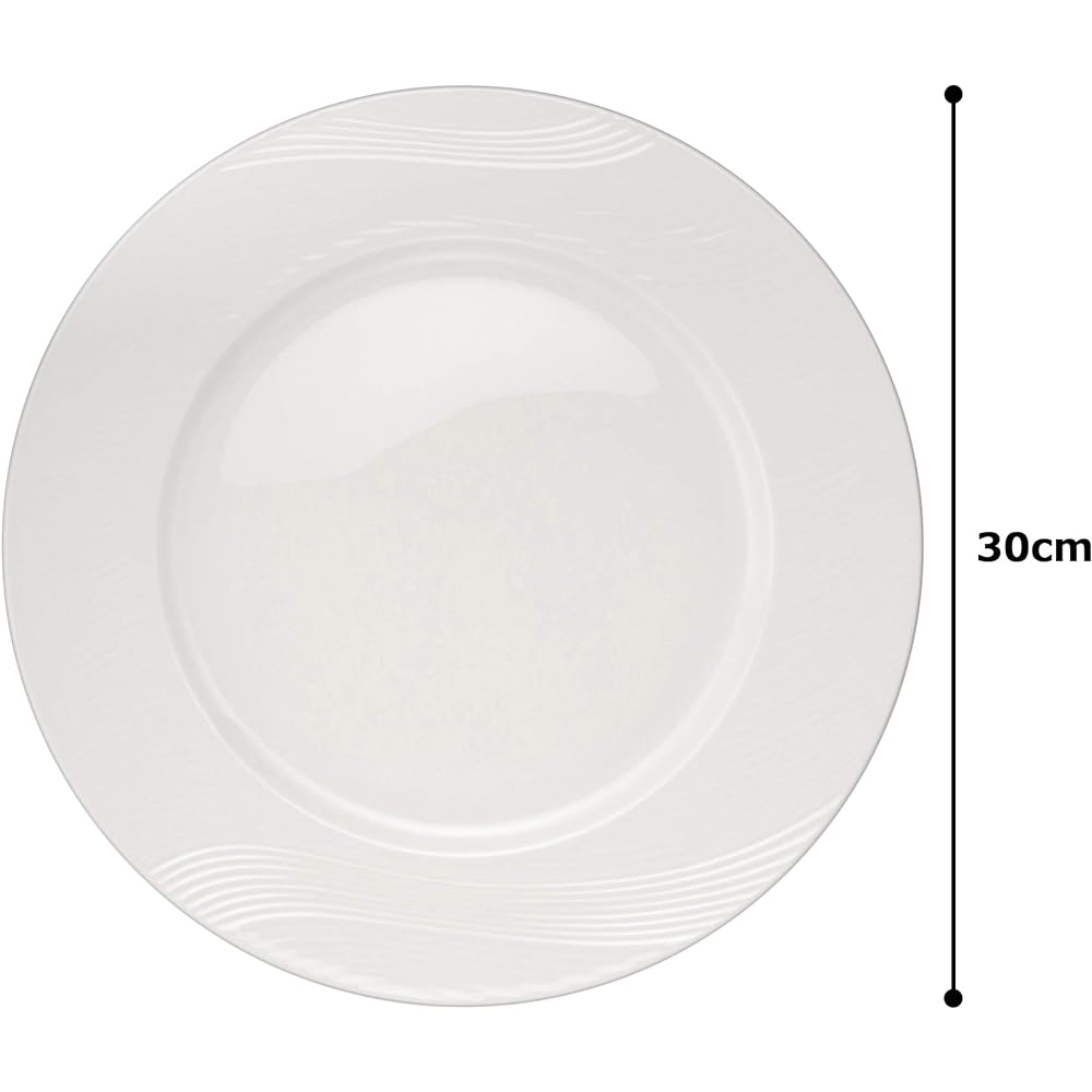 NARUMI Plate Wave White 30cm Microwave Warmable Made in Japan 8725-5235