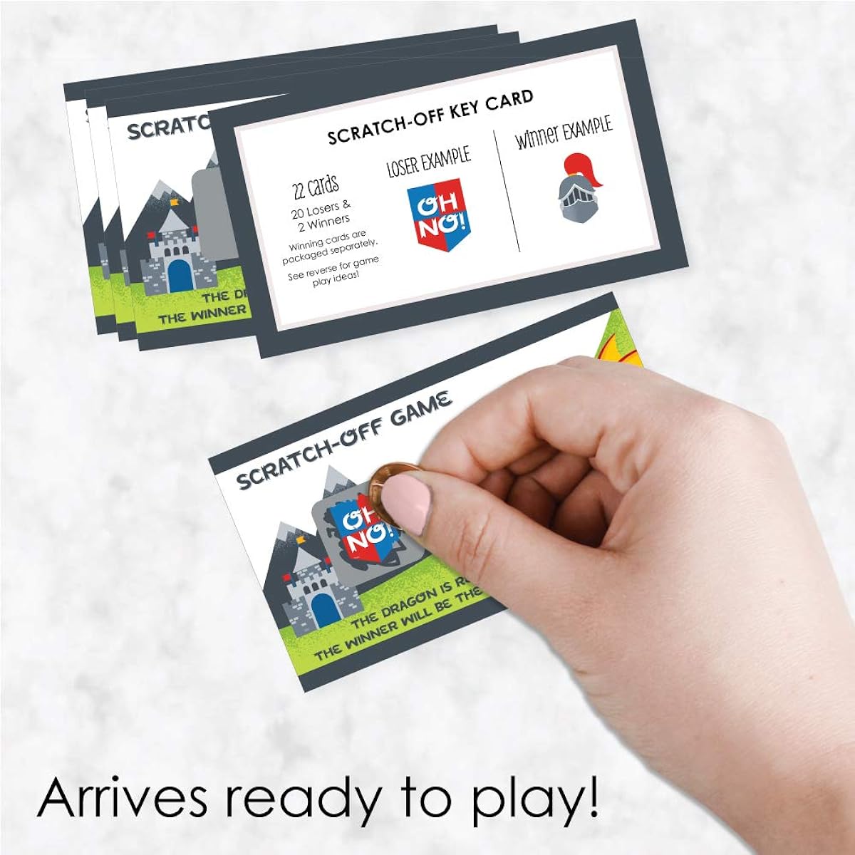 Big Dot of Happiness Calling All Knights and Dragons - Medieval Party or Birthday Party Game Scratch Off Cards - 22 Cards