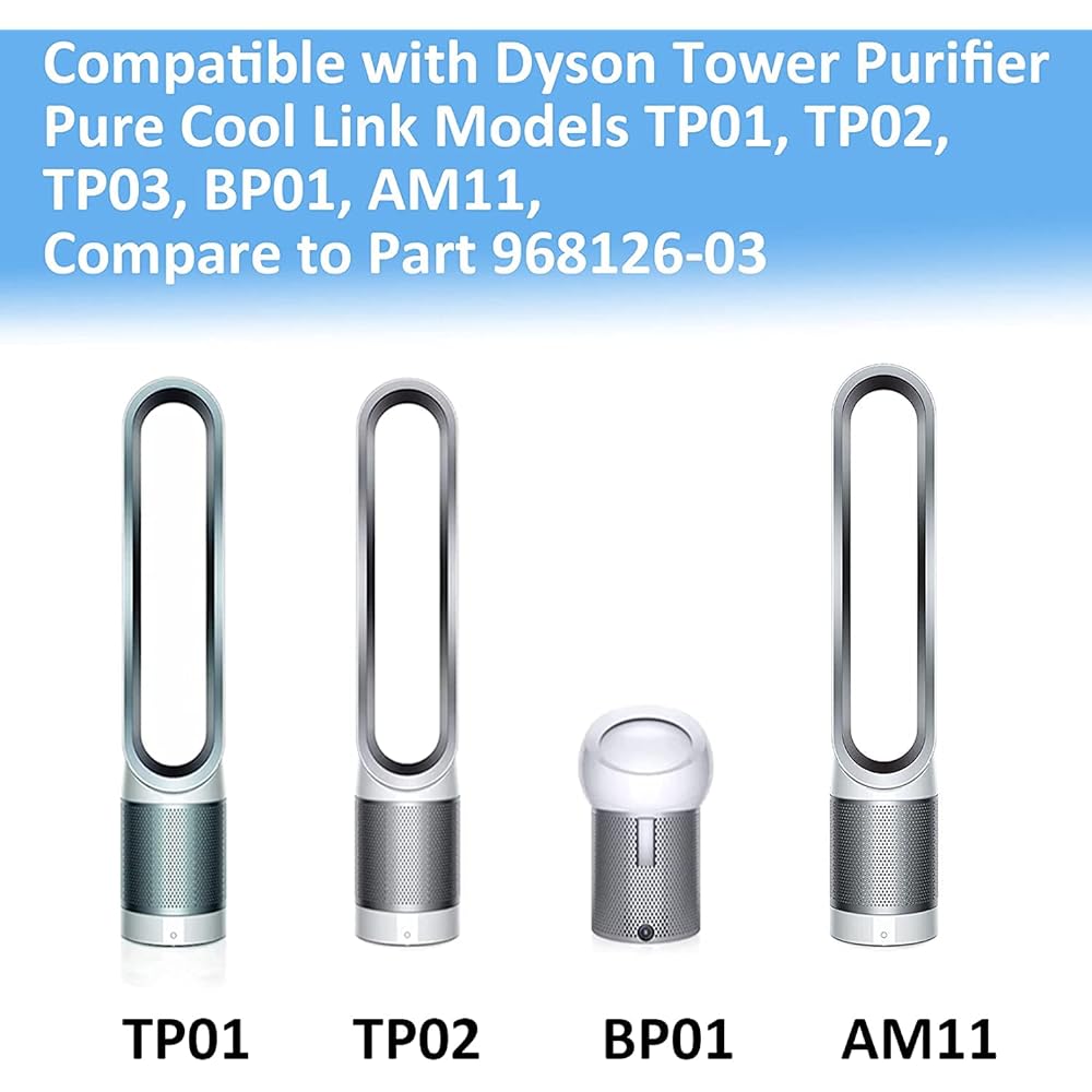 Replacement TP02 Air Purifier Filter for Dyson Pure Cool Link Models TP01 TP02 TP03 BP01 AM11 Tower Purifier Part # 968126-03 305158-01 305159-01 308400-01 308401-01(2) Pack)